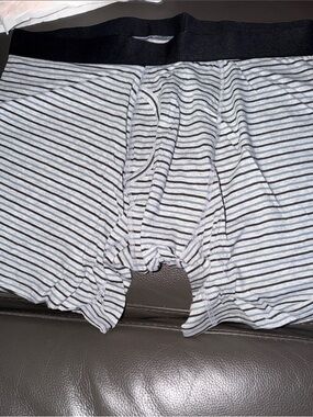 Pact Men's Black & White Striped Boxer Briefs